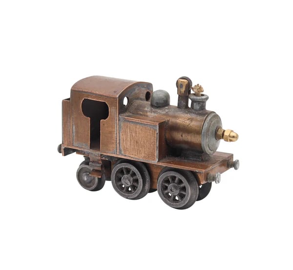 TRENCH ART 1930 Art-Deco European Train Desk Petrol Lighter In Copper & Bronze (1 of 6)