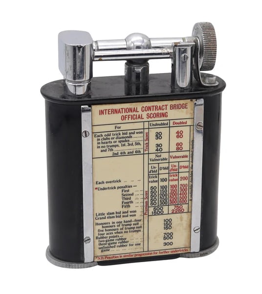 THE CLASSIC 1930 Jumbo Desk Petrol Lighter Bridge Scoring Game Bakelite & Steel (1 of 6)