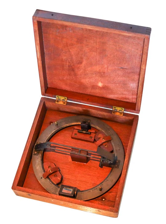 AZIMUTH Circle E.S. Ritchie & Sons US Navy Maritime Compass Bronze & Wood Box (1 of 5)