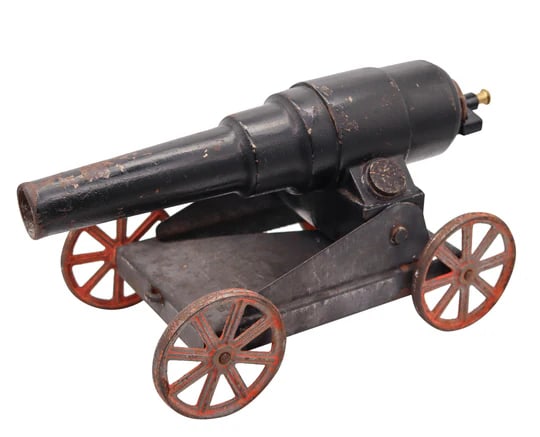 TOY CANNON 1920 Pre-War Conestoga Big Bang In Painted Steel & Iron (1 of 8)