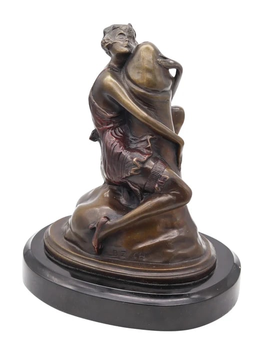 BRUNO ZACH 1930 Austria Art-Deco The Hugger Erotic Sculpture In Bronze & Marble: An erotic "The Hugger" sculpture by Bruno Zach (1891-1945).This is an erotic desk sculpture created by the Austrian sculptor Bruno Zach circa 1930. The name of the sculpture is "The Hugger" and depict