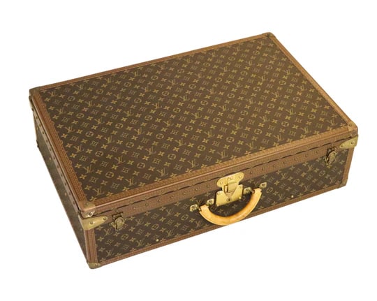 LOUIS VUITON Paris 1970 Alzer-70 Luggage Trunk LV Pattern With Cover & Service Paper (1 of 13)