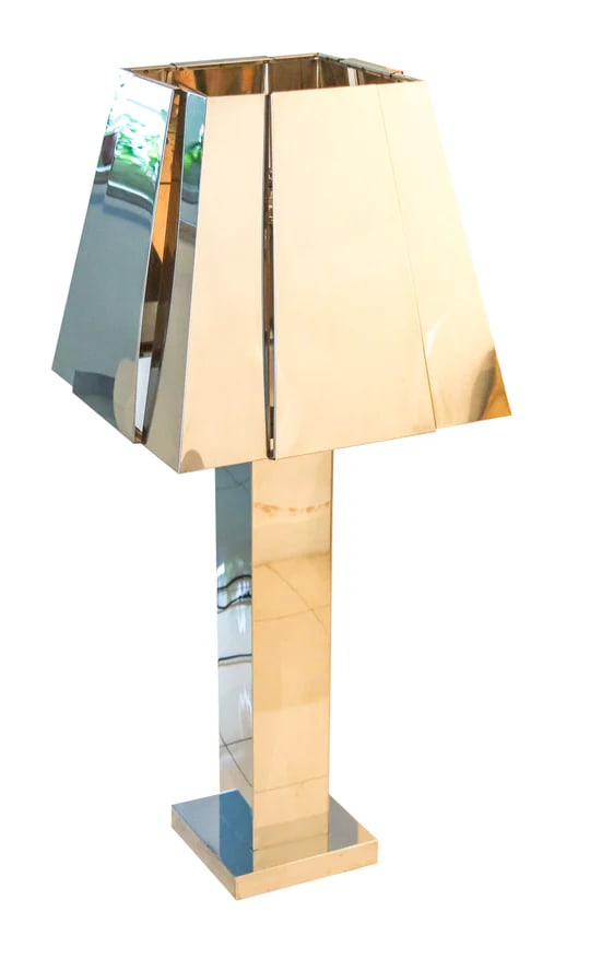 CURTIS JERE 1970 Monumental Skyscraper Table Lamp In Polished Chromed Steel (1 of 8)