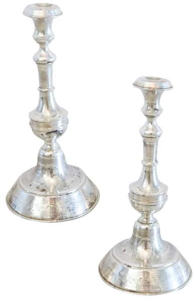 AUSTRIAN HUNGARIAN Empire 1870 Pair Of Tall Table Candlestick In .800 Silver (1 of 6)