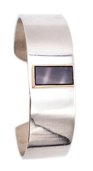 PIERRE CARDIN 1970 PARIS 14 KT & .925 STERLING CUFF WITH BLUE SODALITE (1 of 6)
