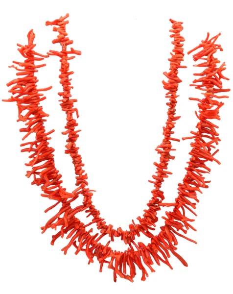 Italian 1960 Double Strand Roots Coral Necklace Mount In Yellow Gold: Double strands Graduated Roots Coral necklace.Gorgeous colorful necklace created in the coastal city of Napoles Italy back in the 1960. This fabulous necklace is composed by two graduated strands of n