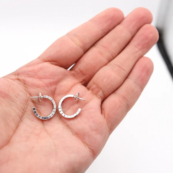 CHOPARD Ice Cube Hoop Studs Earrings In Solid 18Kt White Gold - 4