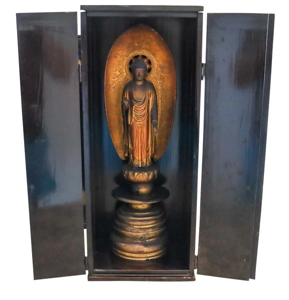 JAPAN 1810 Edo Period Large Butsudan Home Altar With Amida Nyorai In Wood (1 of 4)