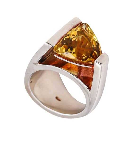 Monica Coscioni Modernist Ring In Sterling Silver With 10.22 Cts Beryl Heliodor (1 of 6)
