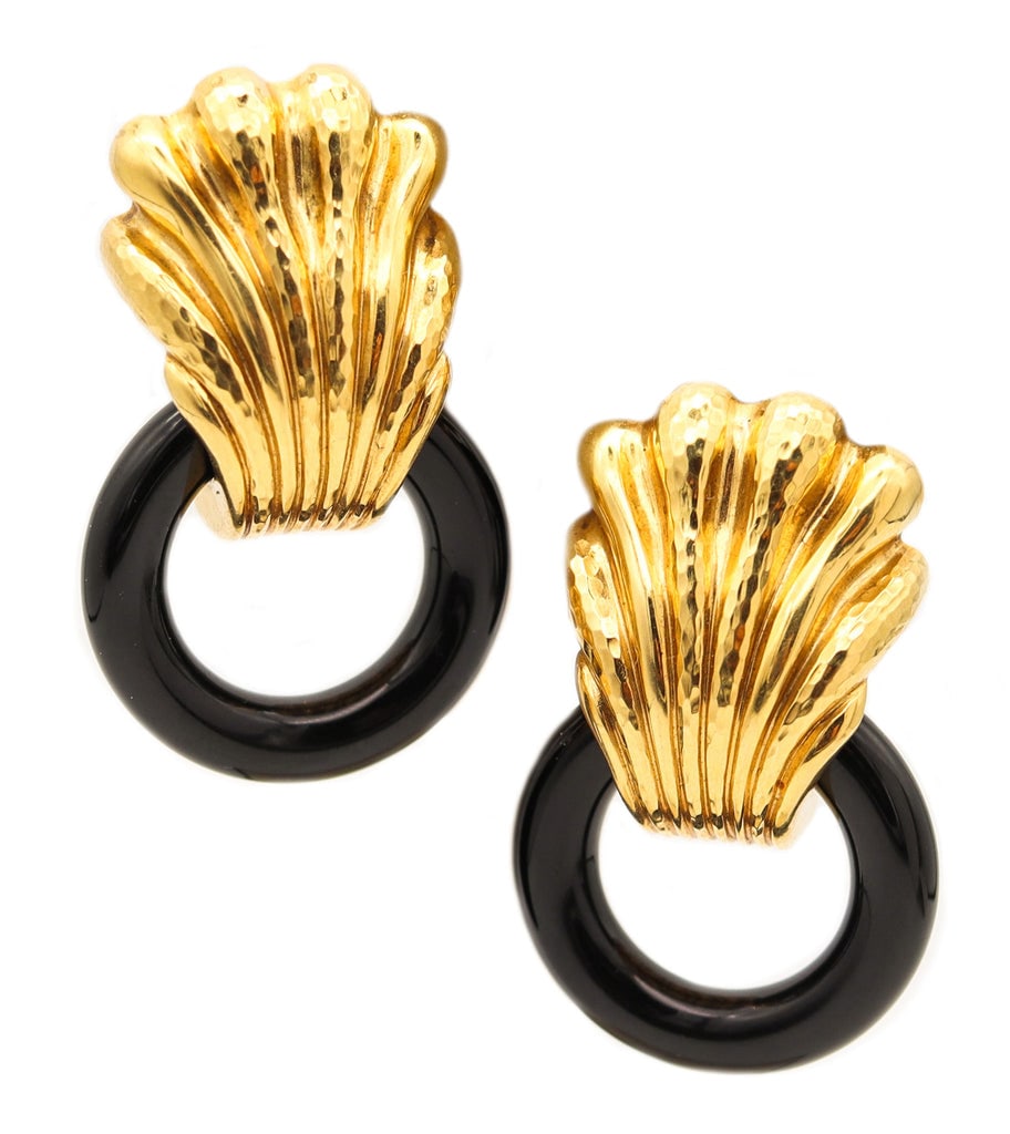 ANDREW CLUNN Convertible Doorknockers Earrings In 18Kt Gold With Onyx (1 of 6)