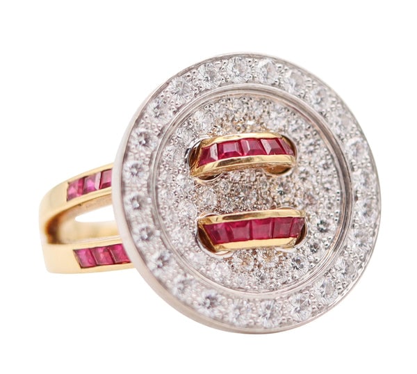 VAN CLEEF & ARPELS Paris Boutonnière Button Cocktail Ring With Rubies & Diamonds (1 of 8)