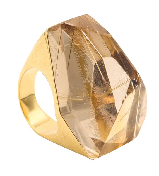 H. STERN By Diane Von Furstenberg Geometric Power Ring 18Kt Gold & Rutile Quartz (1 of 8)