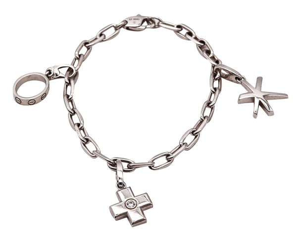 Cartier Paris Bracelet With Three Charms in Solid 18Kt White Gold With Box (1 of 8)