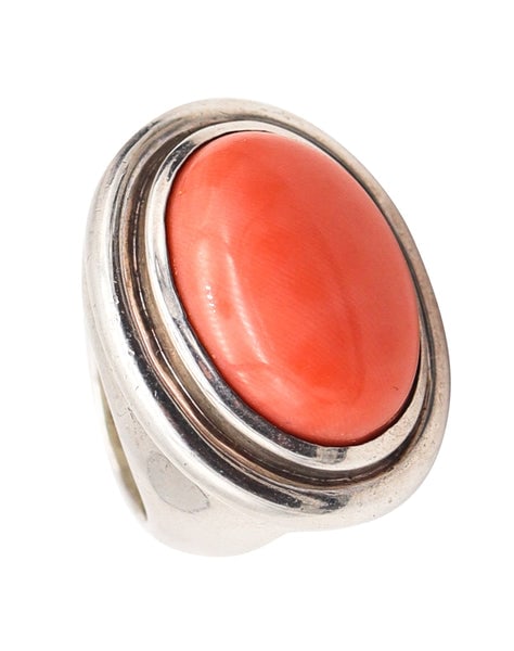 TIFFANY & CO. 1980 Paloma Picasso Massive Cocktail Ring In Sterling With Pink Coral (1 of 7)