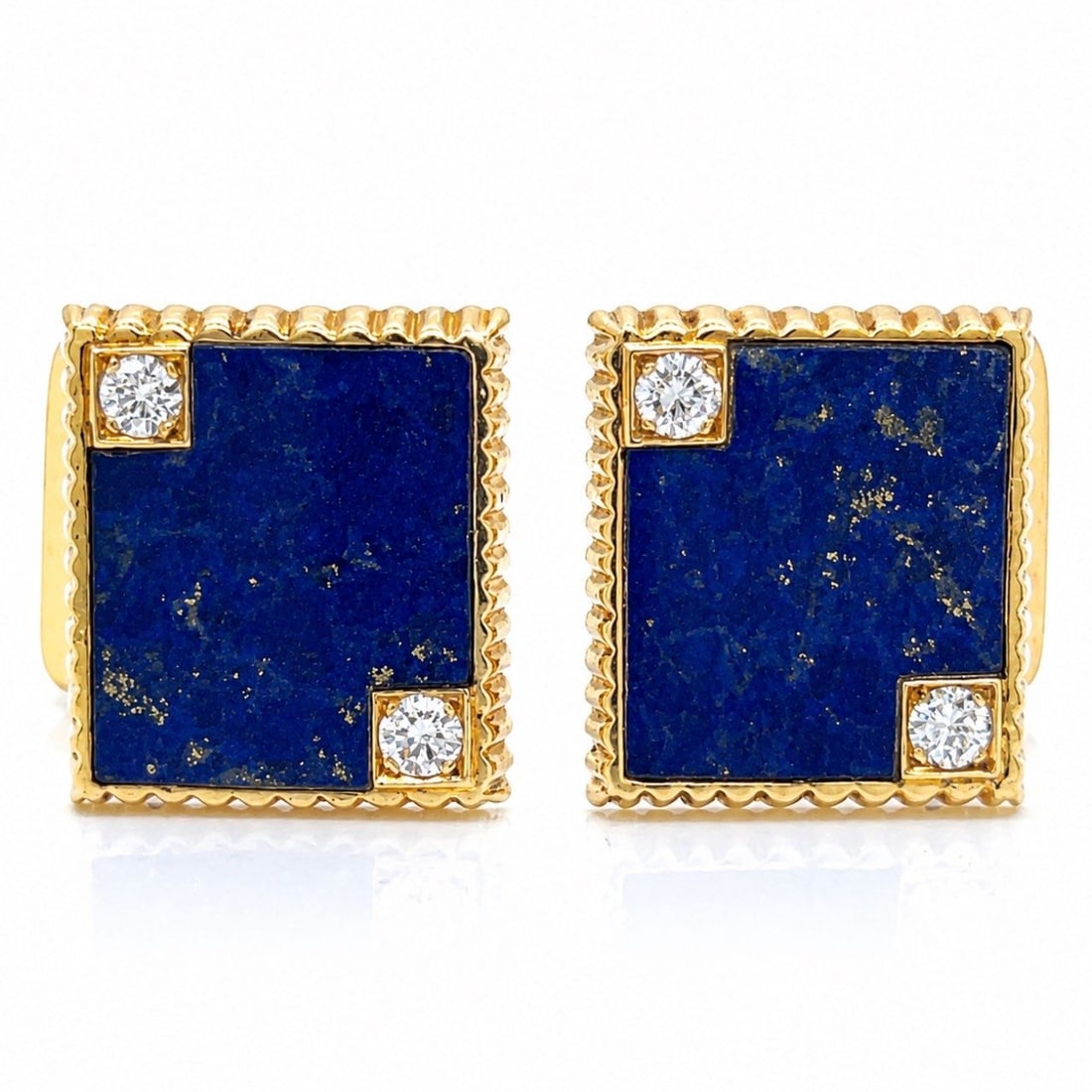 18K Yellow Gold Lapis Lazuli & Diamond Cufflinks (1 of 5)