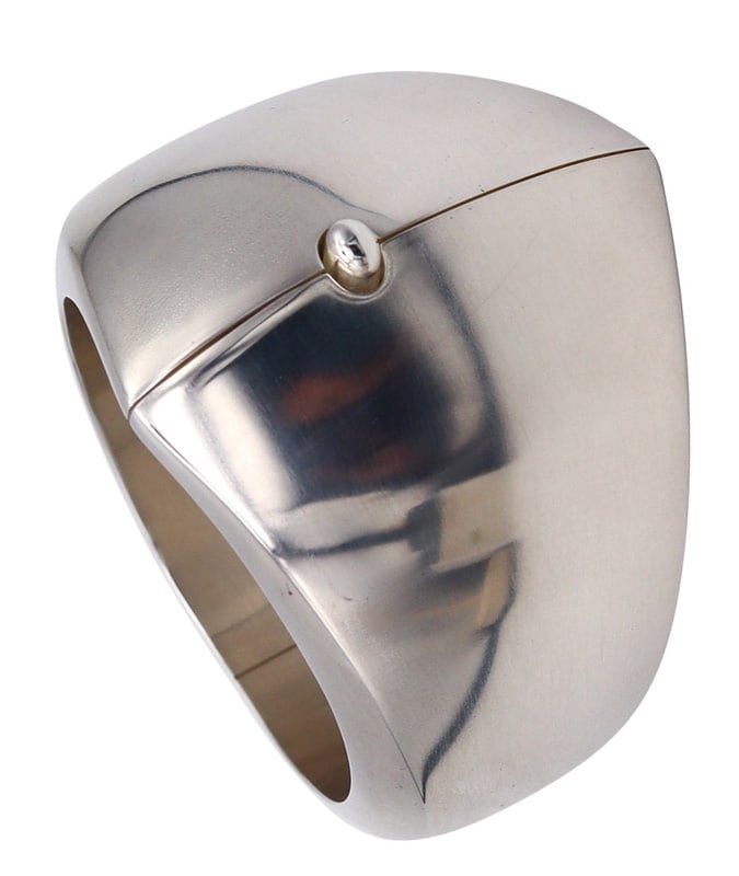 Georg Jensen 1954 By Nanna and Jørgen Ditzel Iconic Bracelet Cuff 107 In 925 Sterling Silver: Bangle cuff designed by Nanna and Jørgen Ditzel for Georg Jensen.This bracelet is categorized as one of the most iconic modern designs from the 20th century. Created in Denmark by Nanna and Jørgen D