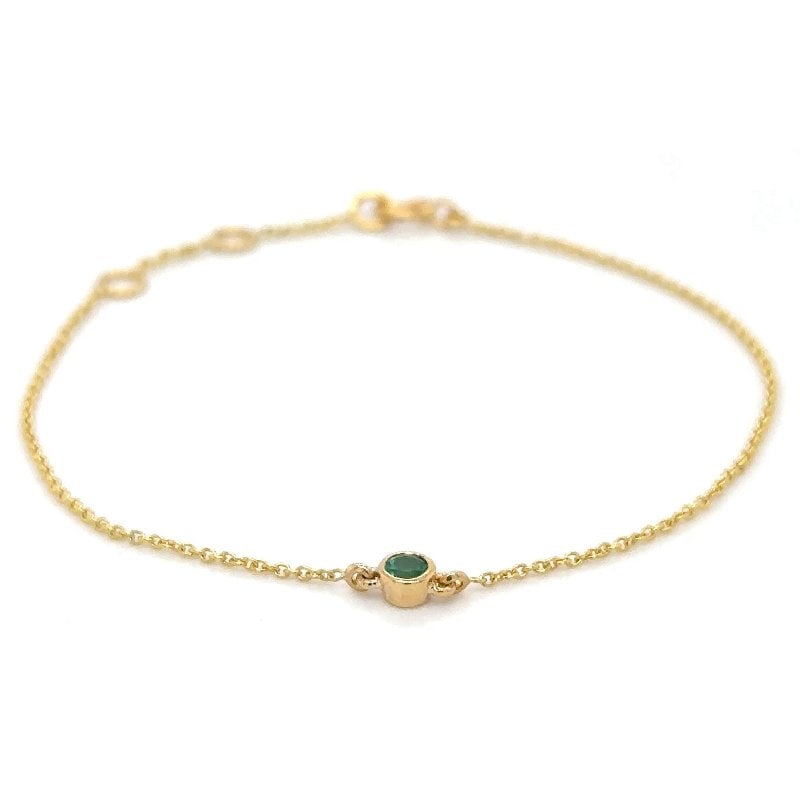 14KT YELLOW GOLD EMERALD BRACELET - 2
