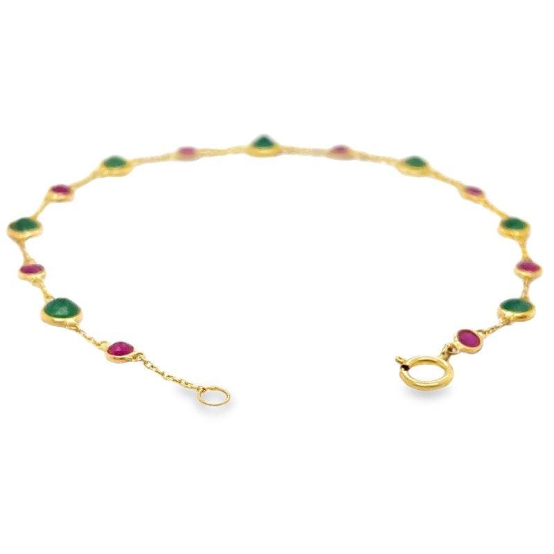 18KT GOLD EMERALD AND RUBY BRACELET - 2
