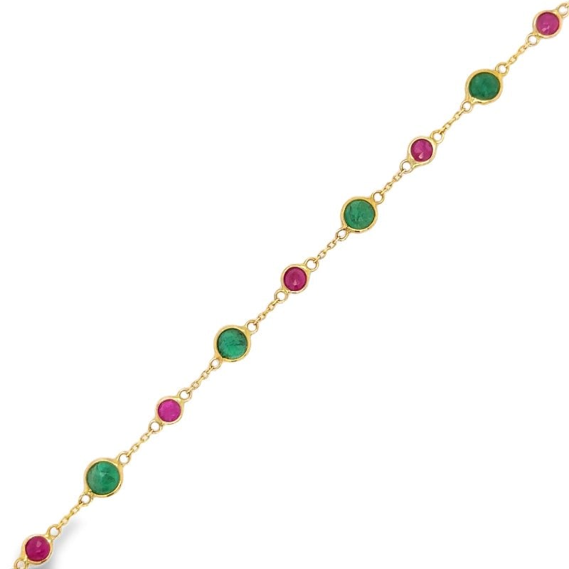 18KT GOLD EMERALD AND RUBY BRACELET - 3