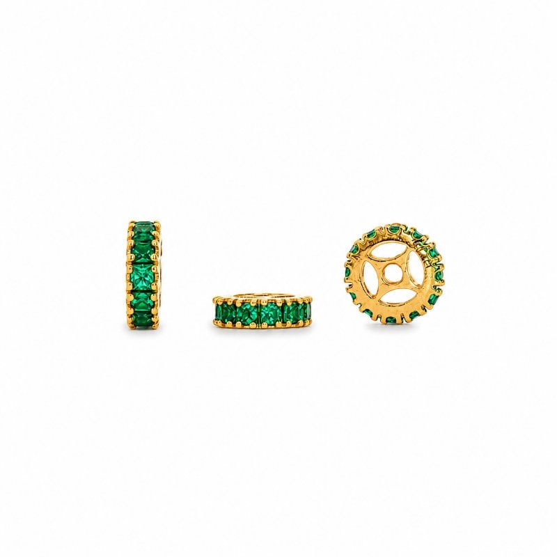 14KT YELLOW GOLD EMERALDS PRINCESS CUT RONDELLES (1 of 1)