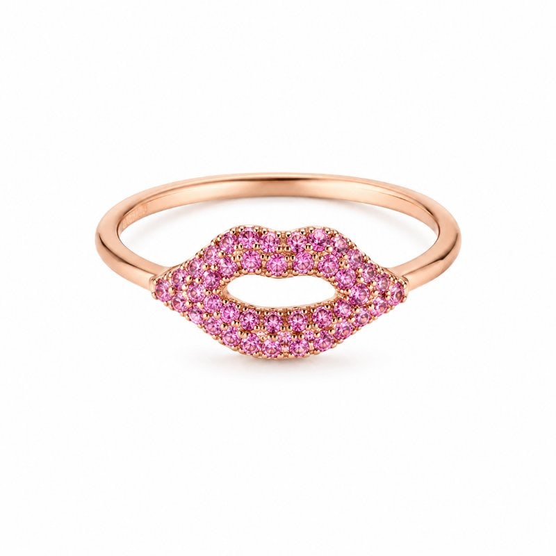 14KT ROSE GOLD PINK SAPPHIRE LIP RING (1 of 3)
