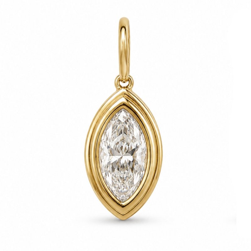 14KT GOLD DIAMOND PENDANT: 14KT YELLOW GOLD MARQUISE DIAMOND PENDANT14KT. GOLD WT. APPROX. 0.452 GRAMDIAMOND WT. APPROX. 0.34 CARAT / 1 PC