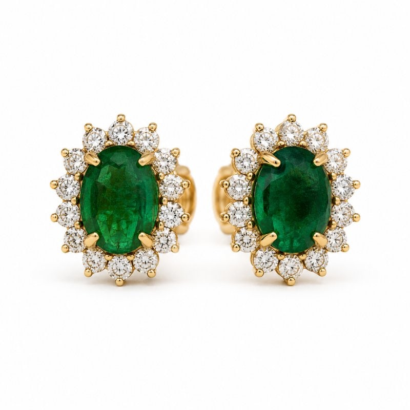 14KT YELLOW GOLD GREEN TOURMALINE AND DIAMONDS EARRING (1 of 3)