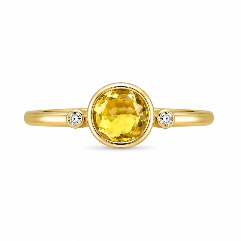 14KT YELLOW GOLD YELLOW SAPPHIRE AND DIAMONDS RING (1 of 1)