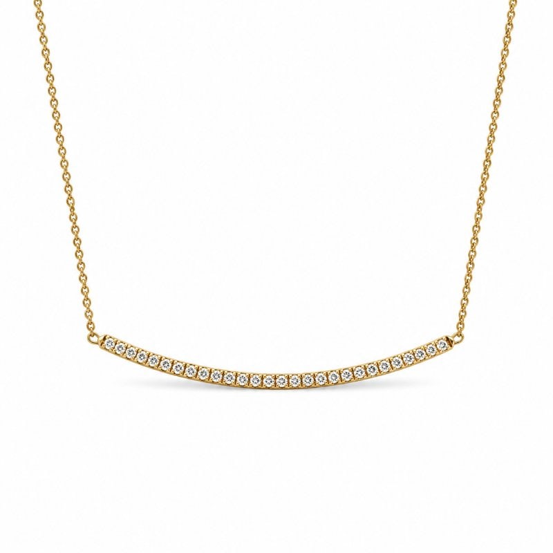 14KT GOLD DIAMOND CURVED BAR NECKLACE (1 of 1)