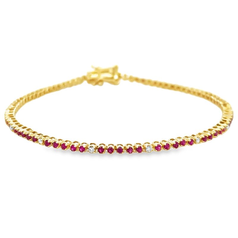 14KT GOLD DIAMOND AND RUBY BRACELET (1 of 5)