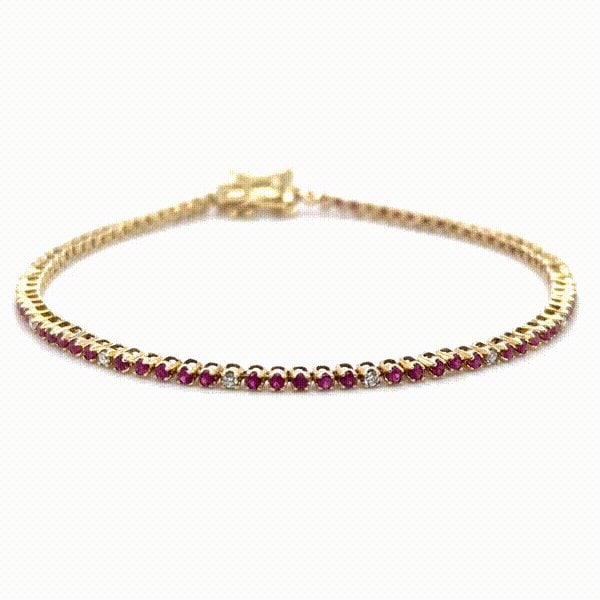 14KT GOLD DIAMOND AND RUBY BRACELET - 5
