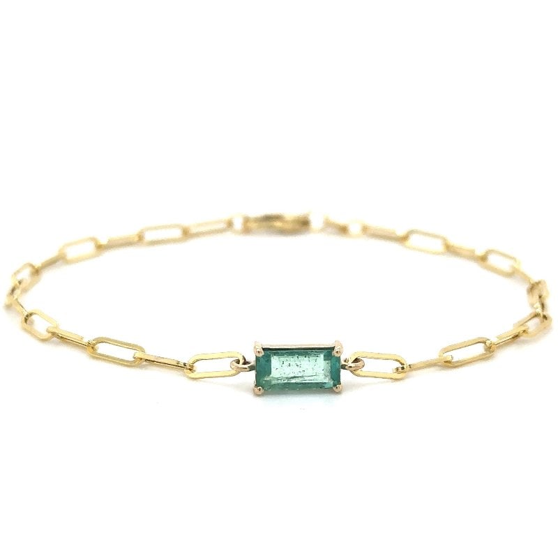 14KT YELLOW GOLD EMERALD BRACELET (1 of 4)
