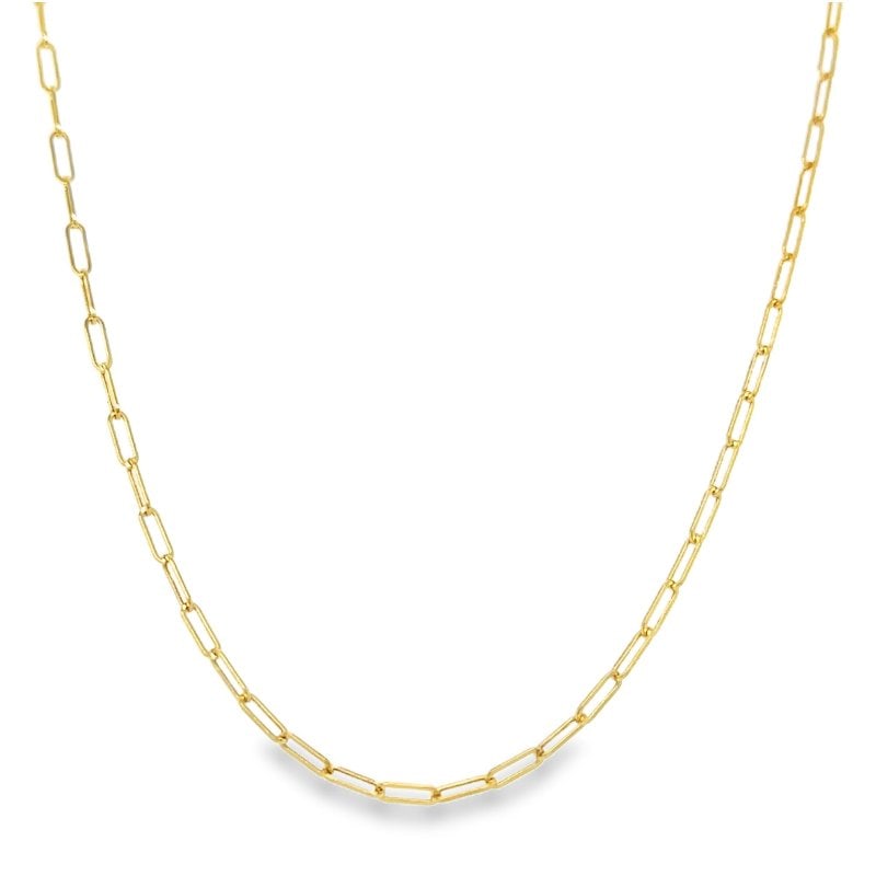 14KT GOLD FLAT PAPERCLIP NECKLACE: 14KT YELLOW GOLD HOLLOW FLAT PAPERCLIP NECKLACE 16"14KT GOLD WT. APPROX. 2.55 GRAMLENGTH: 16"THICKNESS APPROX. - 0.4 MM
