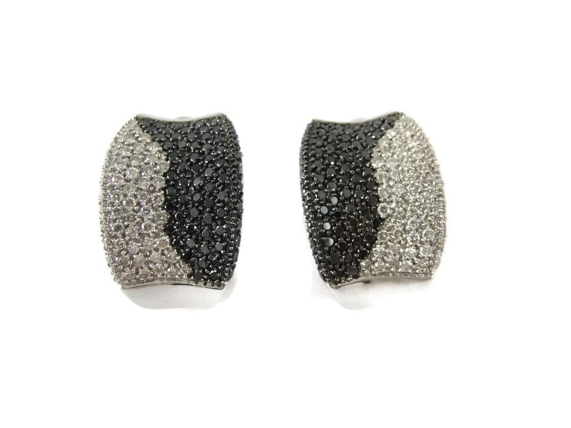 Diamond Gold Earrings 14kt White Concave Style Huggies (1 of 6)