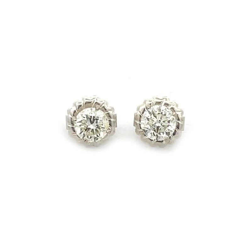 Natural 2.06ct Diamond 14k White Gold Stud Earrings Certs & Appraisal: This gorgeous pair of certified diamond studs are mounted in a 4 prongs basket frame crafted from 14k white gold. The diamonds are round brilliant cut. The studs have large push backs for a worry