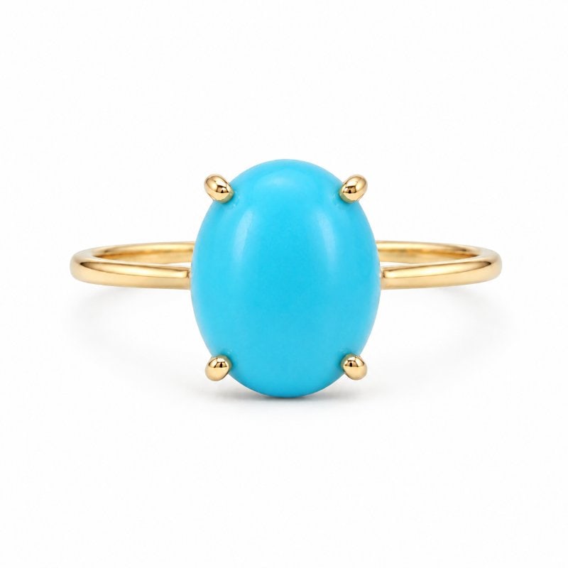 14KT GOLD SLEEPING BEAUTY TURQUOISE RING: 14KT GOLD TURQUOISE RING14KT GOLD WT. APPROX. 1.22 GRAMTURQUOISE WT. APPROX. 1.20 CARAT EACH STONE IS MISMATCHED IN SHAPE