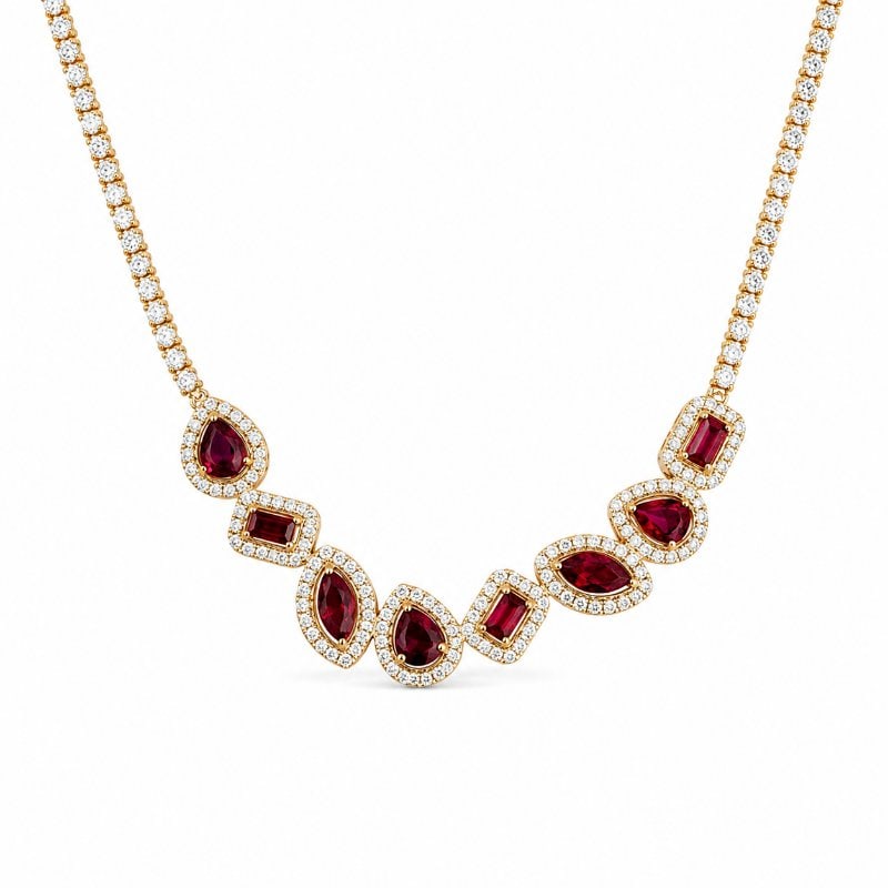 14KT GOLD DIAMOND AND RUBY NECKLACE (1 of 3)