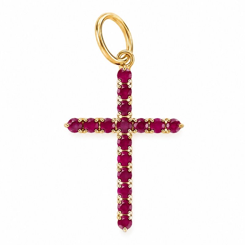 14KT GOLD RUBY CROSS PENDANT (1 of 1)