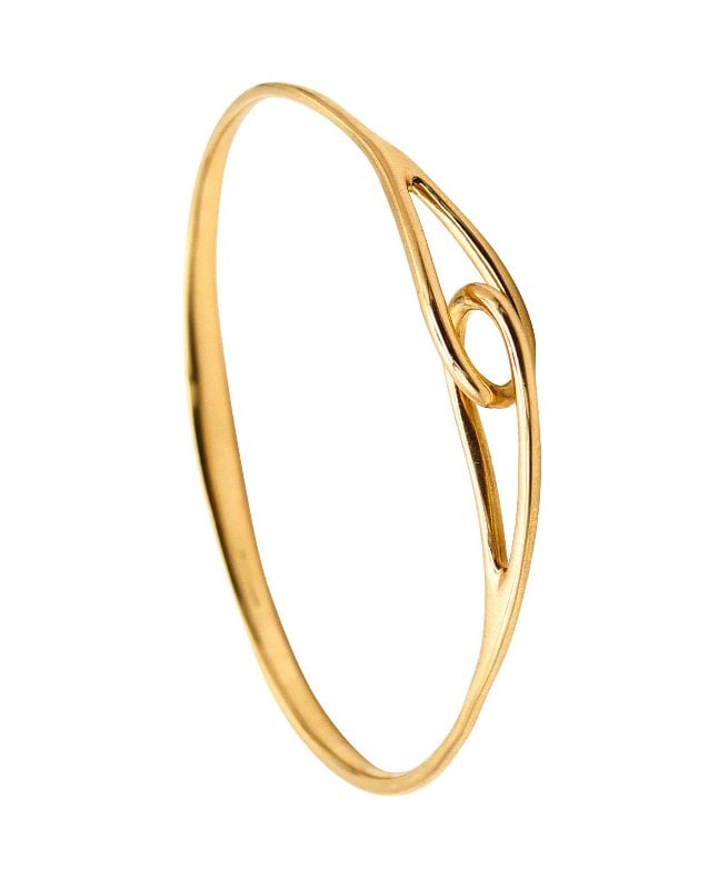 TIFFANY & CO. Modernist Double Lock Bangle Bracelet In Solid 18Kt Yellow Gold (1 of 5)