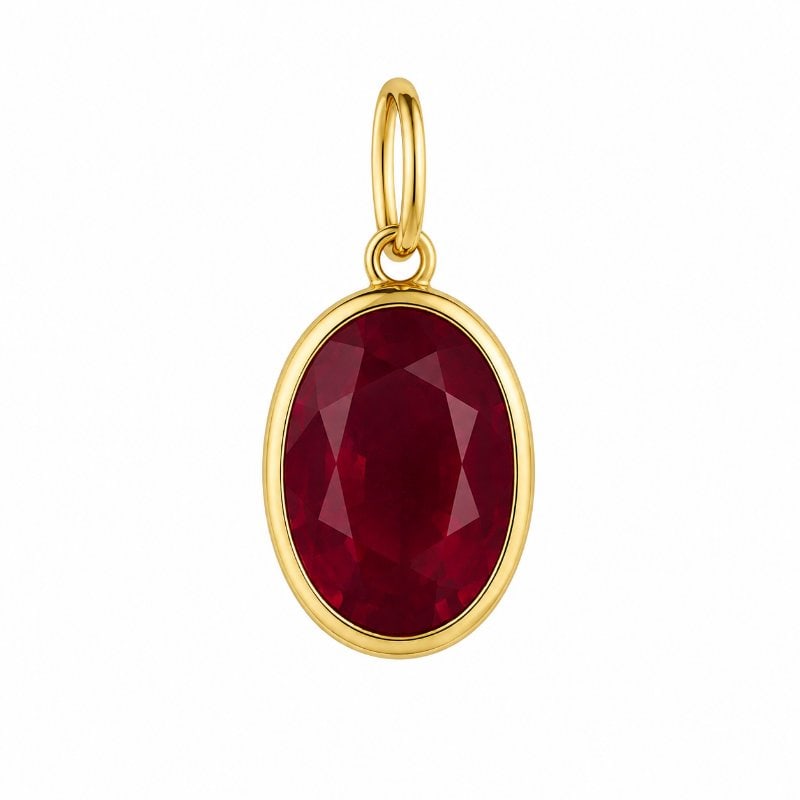 14KT YELLOW GOLD RUBY OVAL SHAPE PENDANT: 14KT GOLD WT. APPROX. 1.32 GMRUBY WT. APPROX. 6.29 CARAT / 1 PCSSIZE:APPROX: 8 X 10 MM