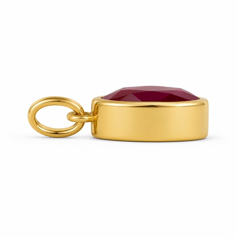 14KT YELLOW GOLD RUBY OVAL SHAPE PENDANT - 2