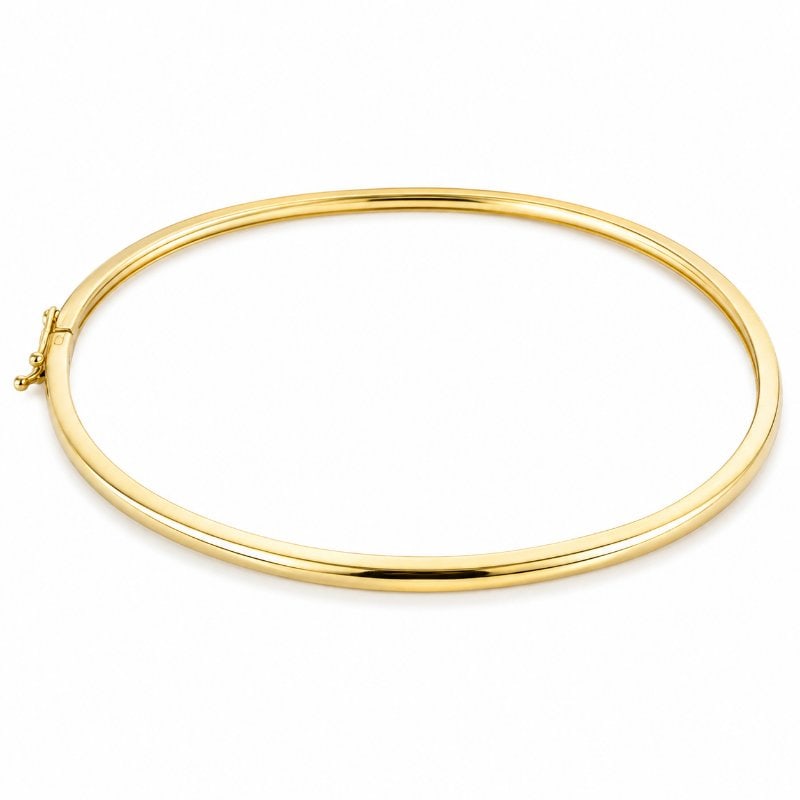 14KT YELLOW GOLD BANGLE: 14KT GOLD WT. APPROX. 2.55 GRAMSTHICKNESS - 3.00MMINTERIOR DIAMETER: 2.3"