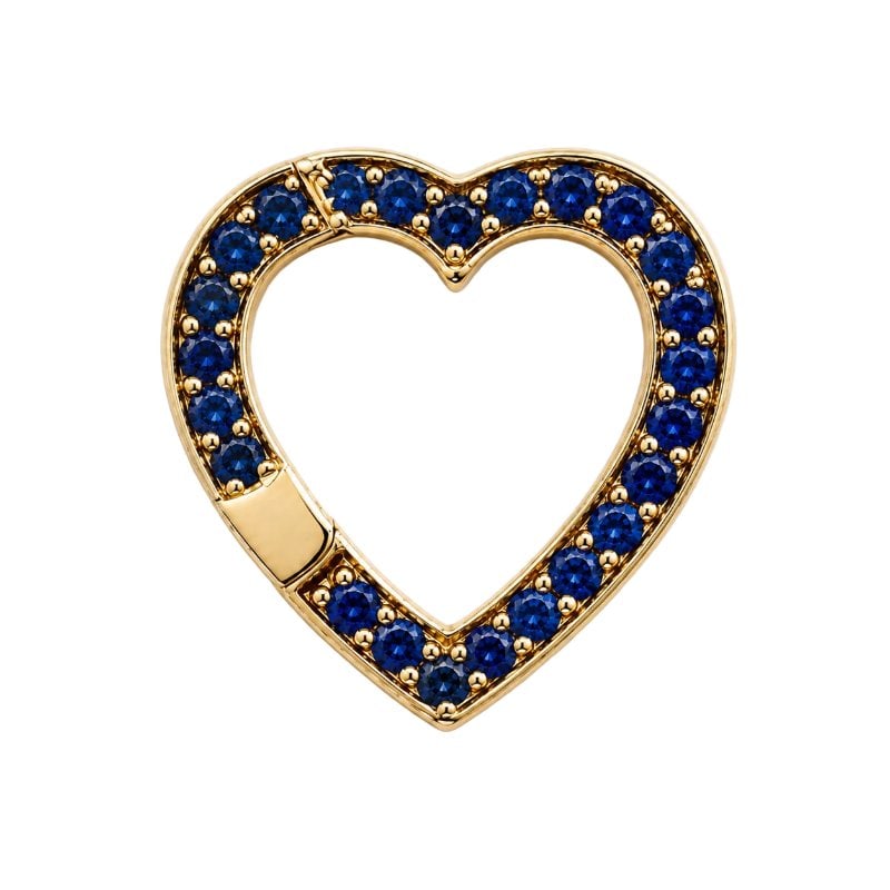 14KT YELLOW GOLD HEART SHAPE BLUE SAPPHIRE PUSH LOCK: 14KT GOLD WT. APPROX. 0.75 GRAMBLUE SAPPHIRE WT. APPROX. 0.14 CARATLOCK SIZE: 11.5 MM X 12.5 MM