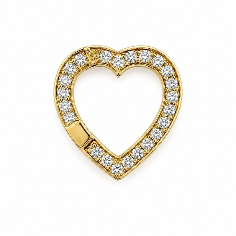 14KT YELLOW GOLD HEART SHAPE DIAMOND PUSH LOCK: 14KT GOLD WT. APPROX. 0.75 GRAMDIAMOND WT. APPROX. 0.13CARATLOCK SIZE: 12 MM X 12 MM