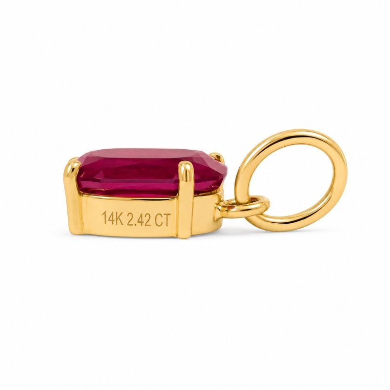 14KT YELLOW GOLD RUBY OVAL SHAPE PENDANT - 2