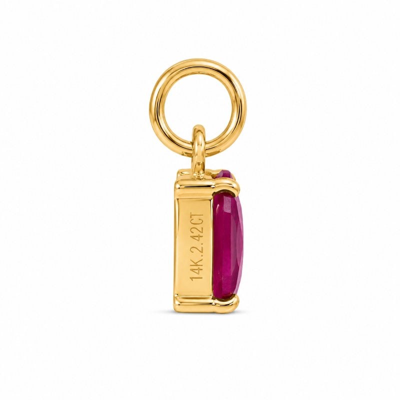 14KT YELLOW GOLD RUBY OVAL SHAPE PENDANT - 3