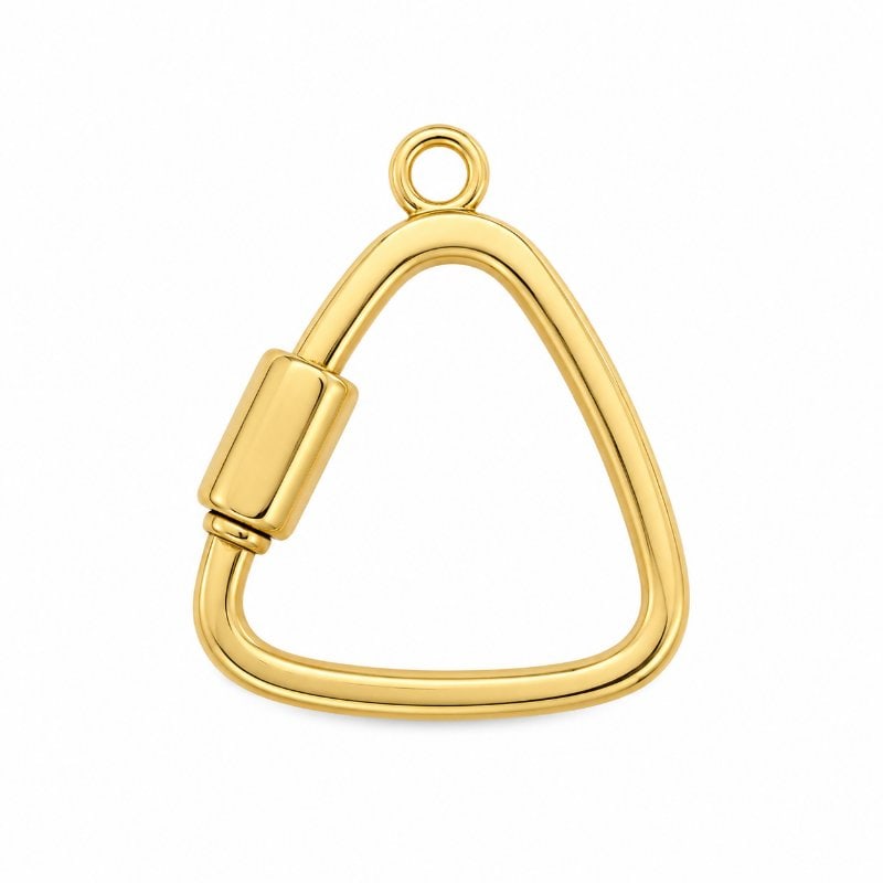 14KT YELLOW GOLD TRIANGLE CARABINER CONNECTOR LOCK: 14KT GOLD WT. APPROX. 1.40 GRAMLOCK SIZE: 18 MM X 16 MM