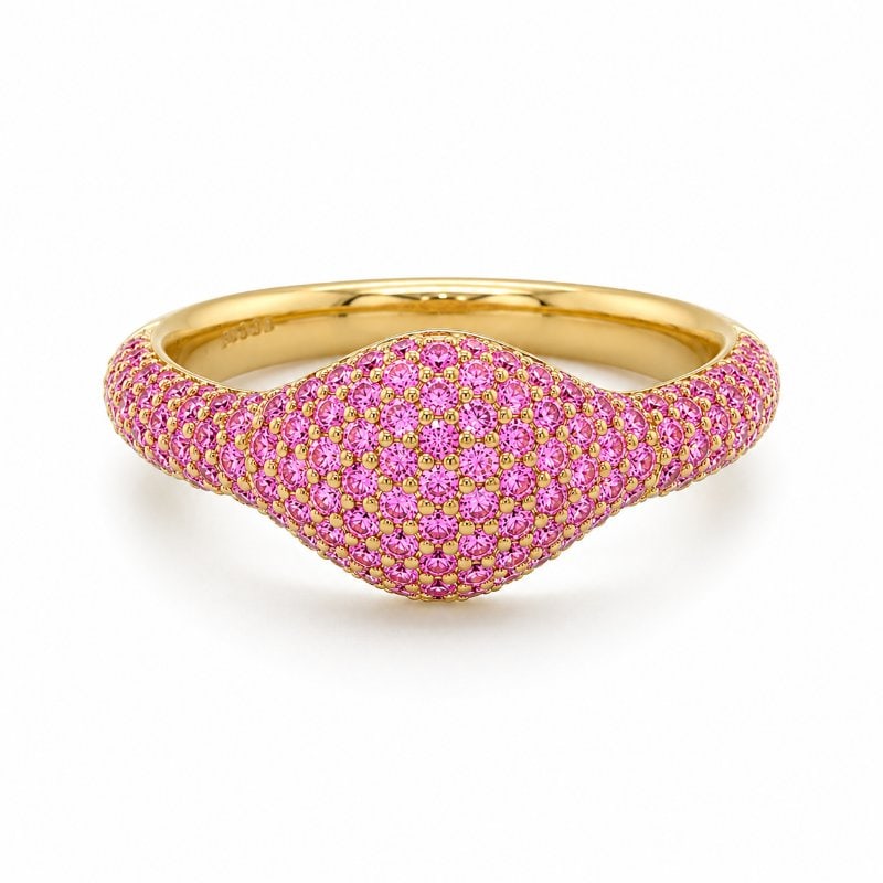 14KT GOLD PINK SAPPHIRE RING: 14KT GOLD DIAMONDS RING14KT GOLD WT. APPROX. 2.448 GRAMPINK SAPPHIREN WT. APPROX.0.56CARAT / 125 PCSSIZE: 3