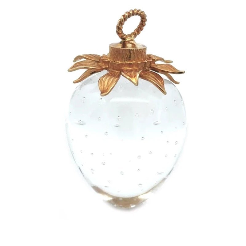 Stuben Crystal Gold Strawberry Pendant 18k Yellow Sepal Bail (1 of 8)