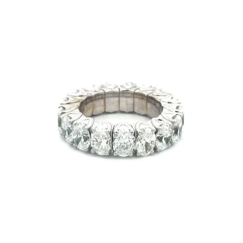 Picchiotti Diamond Gold Ring Expandable 18k Oval Eternity Band GIA Cert: This is a magnificent eternity band by Picchiotti, it features an 18k white gold Expandable oval frame band with full circle brilliant oval cut natural diamonds. This signature design showcases innova
